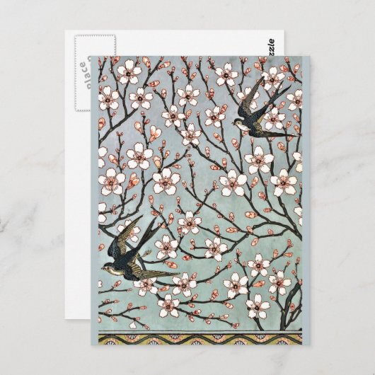 Kraan - Amandelbloesem en zwaluwen Briefkaart (Voorkant / Achterkant)