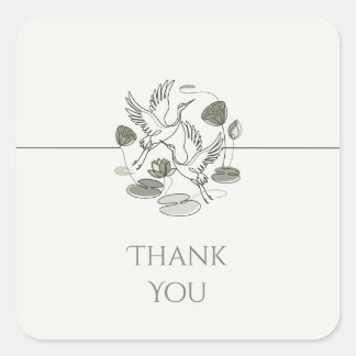 Kraan Lotus Botanische Inkt Tuin Vierkante Sticker
