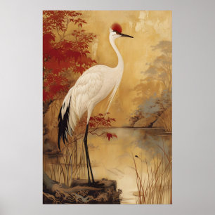Kraan Natuur Landschap Stemmig Chinees Schilderij Poster