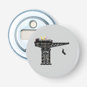 Kraan Partij Finnieston Kraan Schotse humor cadeau Button Flesopener