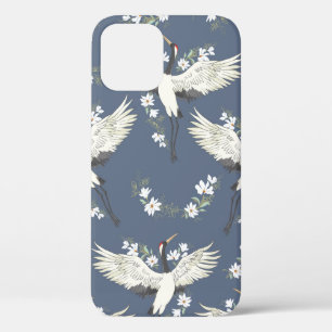 kraan, patroon,  illustratievogel iPhone 12 hoesje