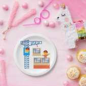 kraanbediener en bouwwerker papieren bordje (Feest)