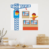 kraanbediener en bouwwerker poster (Keuken)