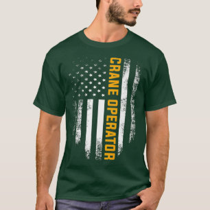  kraanexploitant met Amerikaanse vlaggenklool T-shirt