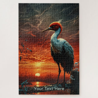 Kraanvogel bij Rode Zonsondergang Natuur & Wilde D Legpuzzel