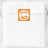 kraanvormig inkgoblad op cirkel vierkante sticker (Tas)