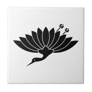Kraanvormige chrysant tegeltje