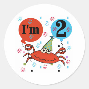 Krab 2e verjaardag ronde sticker