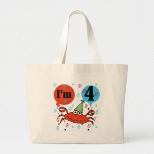 Krab 4e verjaardag Tshirts en geschenken Grote Tote Bag