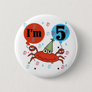 Krab 5e verjaardag Tshirts en geschenken Ronde Button 5,7 Cm