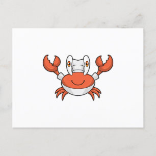 Krab als kok met koksmuts briefkaart
