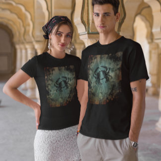 Krab  Art Rusted Blauwgroen Stone T-shirt