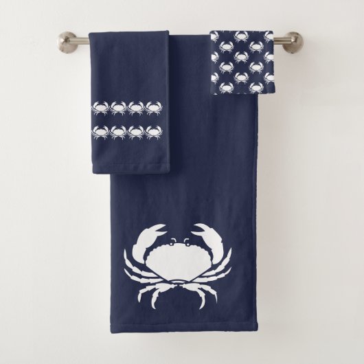 Krab Bad Ocean Blauw & wit Handdoek (Insitu)