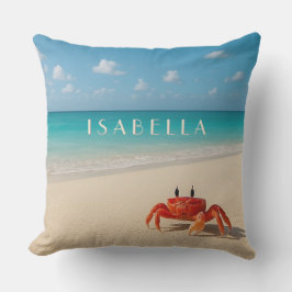 Krab bij de kust - Custom Name Pillow Buitenkussen