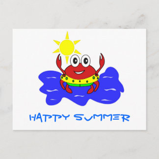 krab blij zomerreces Briefkaart