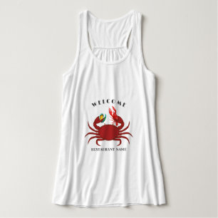 Krab Crawfish Clam Vis en zeevruchten Welkom Resta Tanktop