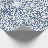 Krab en zee wiet, kustzomer in wit en nav cadeaupapier (Hoek)