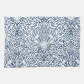 Krab en zee wiet, kustzomer in wit en nav theedoek (Horizontaal)