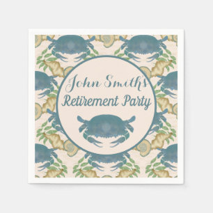 Krab Feest-Waterverf Blauwe Krabben, Pensioen Servet