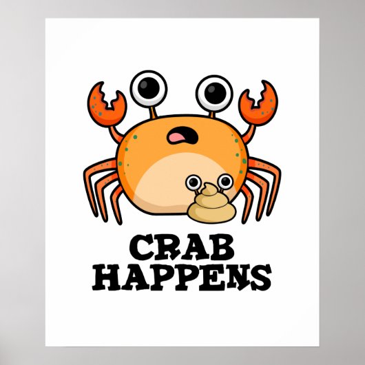 krab gebeurt grappig dier woordspeling poster (Voorkant)