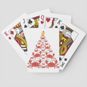 Krab Kerstboom Santa Hoed Kerstlichtjes   Pokerkaarten