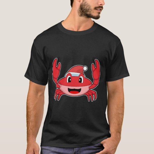Krab Kerstmis Kerstman hoed T-shirt (Voorkant)