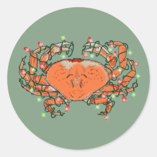 Krab Kerstverlichting Schaaldier Ronde Sticker