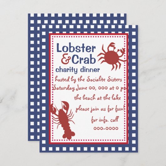 Krab & Lobster. Kaart (Voorkant / Achterkant)
