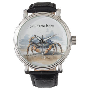 krab lopen op het strand, aanpasbaar horloge