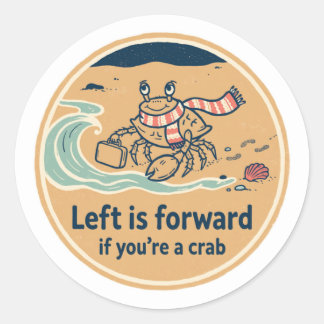 Krab Met Aktetas Linocut Stijl Ronde Sticker