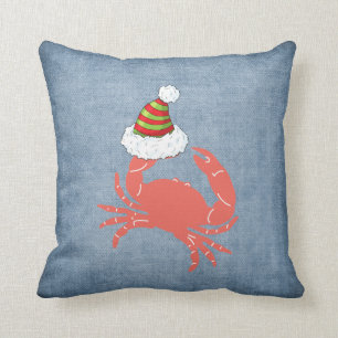Krab met Kerstmis Santa Hat Kussen