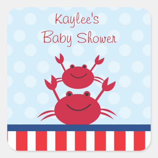 Krab Nautische Favor Stickers (Voorkant)