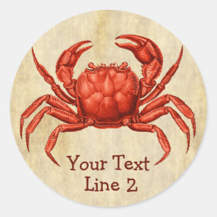  krab ontwerp gepersonaliseerde tekst ronde sticker