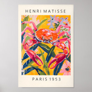 Krab Print, Beachy Dopamine Decor, Matisse Poster, Poster