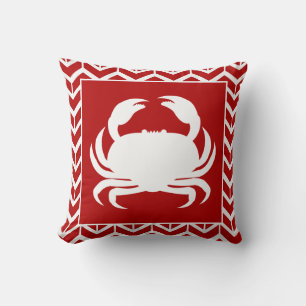 Krab Rood Wit Visgraat Patroon Moderne Nautilus Kussen