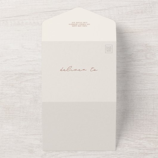 Krab rustieke strand bruiloft terracotta QR All In One Uitnodiging (Buitenkant)