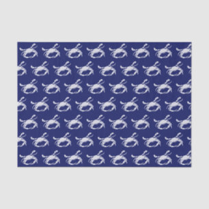 Krab Silhouet #1 Tekening Wit Blauw Tissuepapier