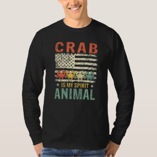 krab Spirit Animal Retro ons Amerikaanse vlag T-shirt