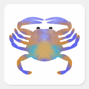 krab-waterverf vierkante sticker