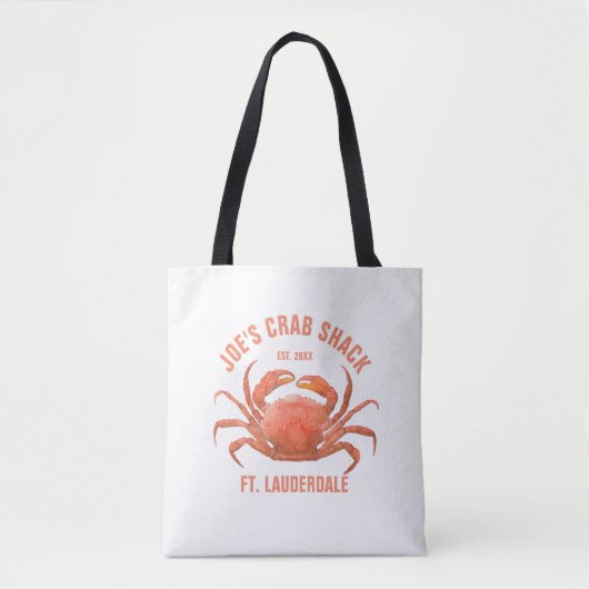Krab Waterverven Illustratie Aangepaste tekst Tote Bag (Voorkant)