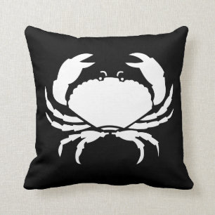 KRAB WIT op ZWART kussen
