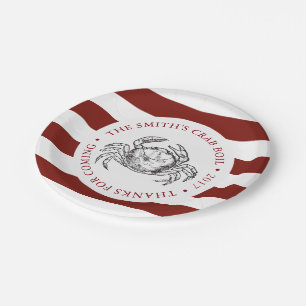 krab   Zeekuin Aangepast rood gestreept Papieren Bordje