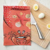 Krab, zeesterren, krabben keukenhanddoek (Quarter Fold)