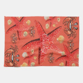 Krab, zeesterren, krabben keukenhanddoek (Horizontaal)