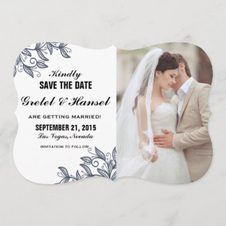 krabbel botanische bladeren foto save the date kaart