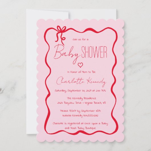 Krabbel Hand getrokken Doodle Bow Baby shower Kaart (Voorkant)