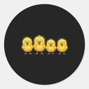 Krabbel Kuikens Line-up Schattig Geel Door Kippen Ronde Sticker