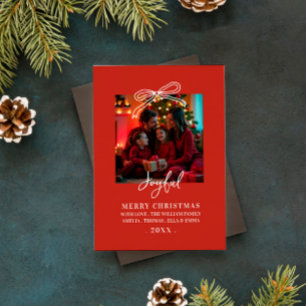 krabbelboog Tijdloze Script Familie Foto Kerstmis Kaart