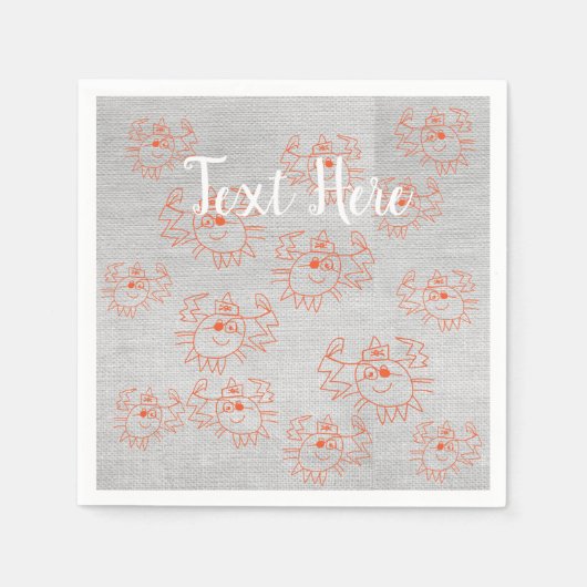 Krabben aangepaste papieren servetten (Voorkant)