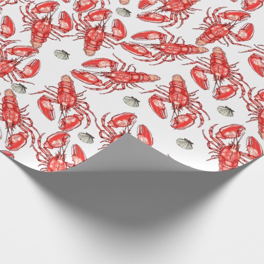 Krabben en kreeften. Zeevruchten. Cadeaupapier (Hoek)
